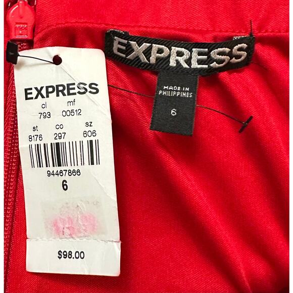 NWT Express Strapless Dress Red Bodycon Scuba Mermaid Ruffle Hem Size 6 - Picture 11 of 12